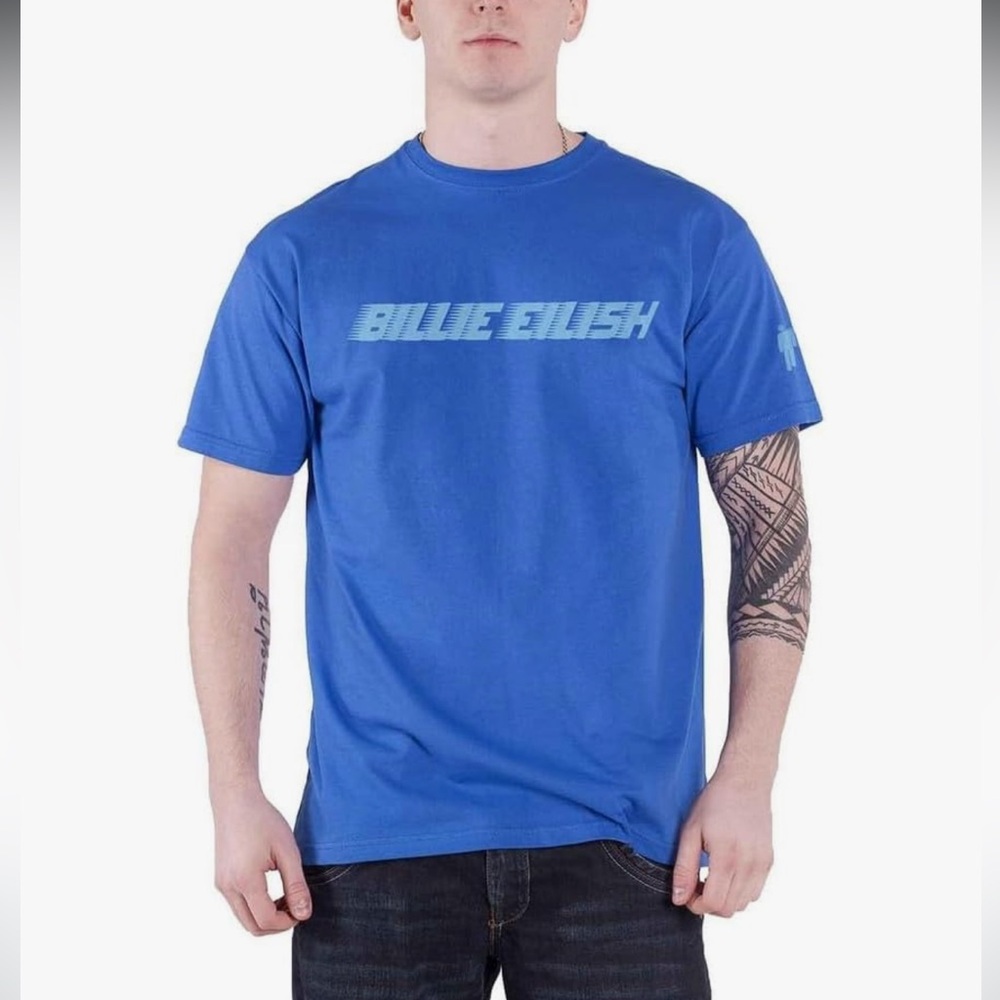 Billie Eilish Cobalt Blue Graphic Tee Shirt Size S NWT